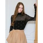 tシャツ モノグラムカットアウトチュールトップス レディース