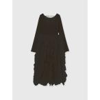 ショッピングワンピ ドレス シアーベロアドッキングラッフルチュールワンピ