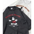 ショッピングミッキー トレーナー スウェット 2026SS Disney/ディズニー ミッキー カレッジ バックプリント ワンポイント刺繍 ダンボールスウェット レディース