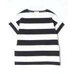 「SALON adam et rope'」 ボーダー柄半袖Tシャツ FREE ブラック レディース