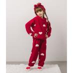 ショッピングもこもこ パジャマ 「2点セット」もこもこバイカラーハートルームウェアセット キッズ 子供 女の子