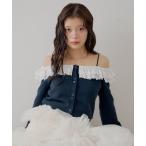 カーディガン レースティアードオフショルカーディガン レディース