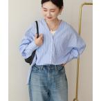 ブラウス シャツ 「イージーケア」ストライプVネックシャツ レディース