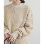 ニット セーター パッチワーク柄袖ボリュームニット レディース