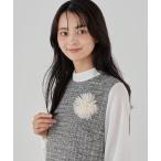 ブローチ フェザーフラワーコサージュ レディース