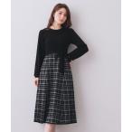 ショッピングマキシ丈 ワンピース チェックラメジャカードニットワンピース