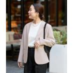 ジャケット ノーカラージャケット 手洗い可 / T/R ダブルクロス ジャケット レディース