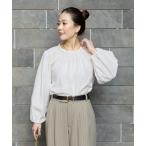 ブラウス シャツ 手洗い可 / デザインネックパフスリーブブラウス レディース
