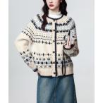 カーディガン ノルディックフェアアイル柄 ダッカーディガン レディース