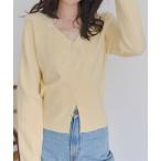 ショッピングレース カーディガン 襟レースニットカーディガン レディース