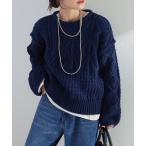 ショッピングケーブル ニット セーター ミックスケーブルニットプルオーバー レディース