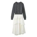 ワンピース Sustainableニットカーデ×ティアードスカートセット