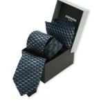 ショッピングネクタイ ネクタイ 「2点セット ギフトケース入り」レノマオム シルク ラインストーン付き ナロータイ＆チーフセット