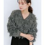 ショッピングフリンジ カーディガン フリンジジャカードショートカーディガン 「低身長・小柄女性」 レディース