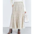 スカート チェックツイードアシメマーメイドスカート 「低身長・小柄女性」