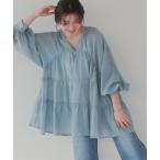[titivate] длинный рукав туника L grayish голубой женский 