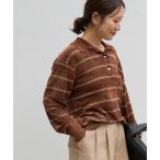 ニット セーター 「追加2」ベロアニットロングスリーブポロシャツ レディース