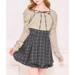 スカート ハイウエストチェックフレアスカパン