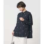 ショッピングバンド ブラウス シャツ エンブロイダリーフラワー バンドカラー シャツ レディース