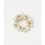 ショッピングサークル ブローチ サークル フェイクパール パヴェ ブローチ レディース