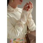 tシャツ ベロア×レース 寒さも抜け感も我慢しない インナー レディース