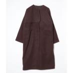 「callautia」 ノーカラーコート LARGE ダークブラウン レディース