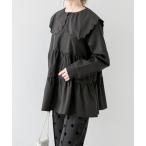 [La-gemme] длинный рукав туника свободный черный женский 