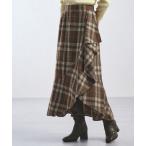 「acro」 ロングスカート フリ- ブラウン レディース