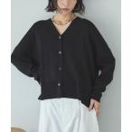 カーディガン ゴム編みサイドスリットカーディガン レディース