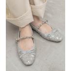 ショッピングスパンコール パンプス ビジューストラップバレエシューズ