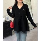 ショッピングボレロ カーディガン チュールレイヤードVネックペプラムカーディガン レディース