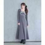 ワンピース Lace ribbon knit sew one piece