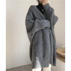 カーディガン ケーブルニットロングカーディガン レディース
