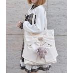 トートバッグ タテ型ビッグリボン合皮トート レディース