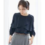 ショッピングDays ブラウス シャツ ストレッチパウダーサテンフリルケープ風ブラウス（しわになりにくい・速乾・洗濯機OK・UVカット）「大きいサイズ有」 レディース