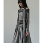 ワンピース ベルト付きオフショルワンピース