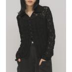 ショッピングニット ニット セーター クロシェレースニットシャツ レディース