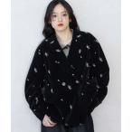 ショッピングフラワー ジャケット テーラードジャケット フラワー刺繍/ベロアテーラードジャケット レディース