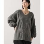 ショッピング柄 ニット セーター ケーブル柄Ｖネックニット レディース