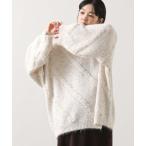 ショッピング柄 ニット セーター ウール混バイアス柄ボートネックニット レディース