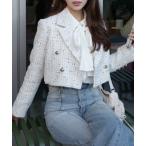 ショッピングツイード ジャケット テーラードジャケット ツイードショートジャケット 春服 レディース
