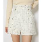 ショッピングウエスト パンツ ハイウエストツイードショートパンツ 春服 レディース