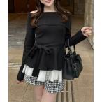 ニット セーター チュールレイヤードペプラムニットトップス 春服 レディース