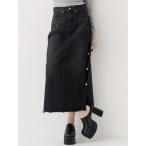 デニムスカート サイドビジューカットロングデニムスカート