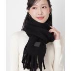 マフラー ストール 「WEB限定」ボリュームフリンジマフラー ロゴ レザータグ レディース