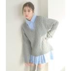  One-piece stripe shirts docking cable knit tunic / полоса рубашка do King кабель вязаный туника 