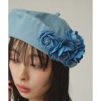 帽子 ベレー帽 コサージュデニムベレー/フラワーベレー レディース