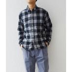 「SHIPS any」 長袖ネルシャツ MEDIUM ネイビー メンズ