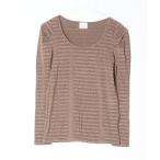 [NATURAL BEAUTY BASIC] окантовка рисунок трикотажный джемпер с длинным рукавом M Brown женский 