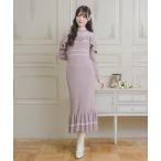 ショッピングニットワンピース ワンピース 配色マーメイドロングニットワンピース